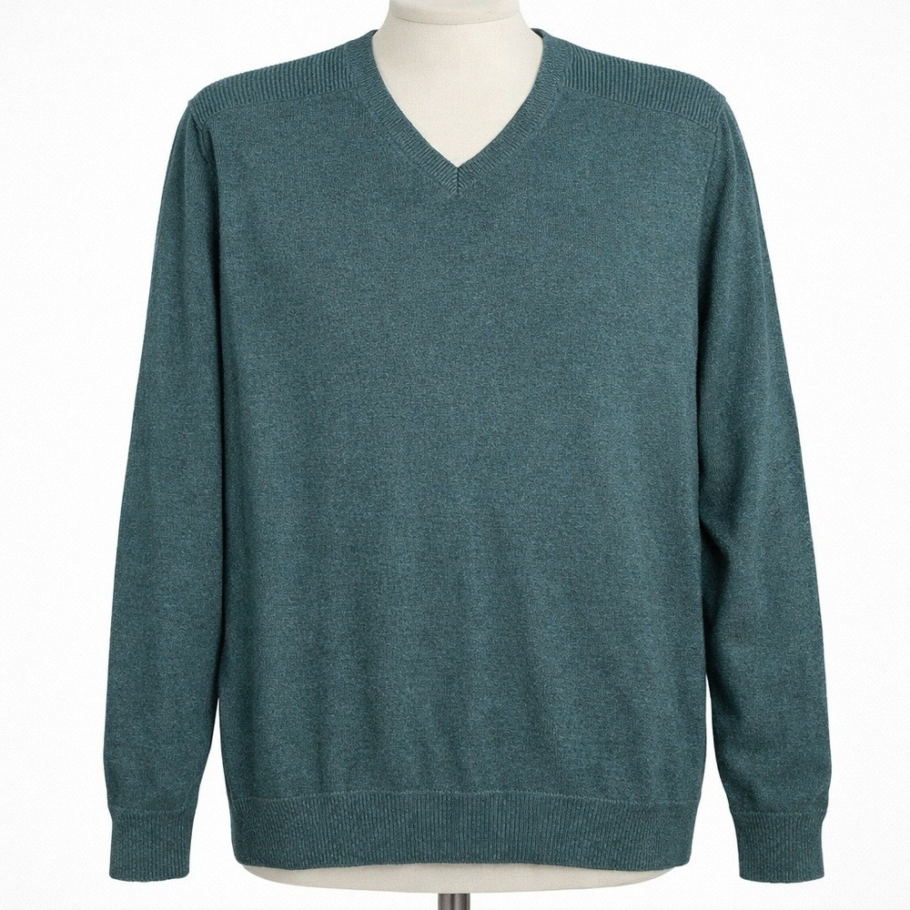 Marc Anthony Mens Cashmere Cotton Lightweight V Neck Sweater Teal Size M Preppy‎
